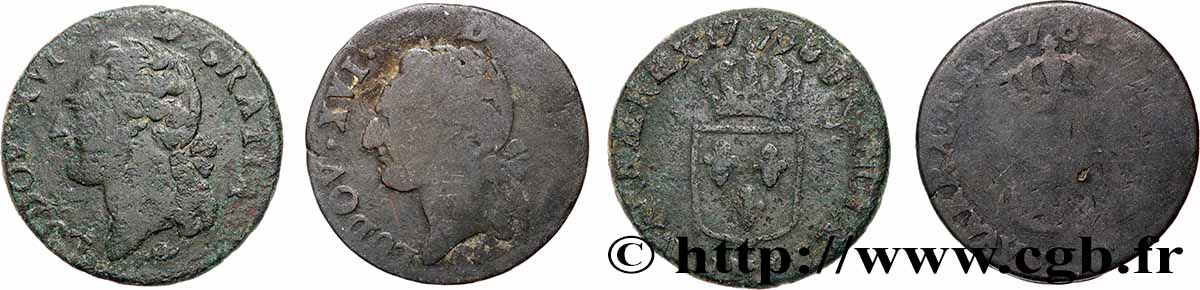 LOUIS XVI Demi-sol dit &nbsp;à l&nbsp;écu&nbsp;, lot de 2 ex. n.d. Ateliers divers lot