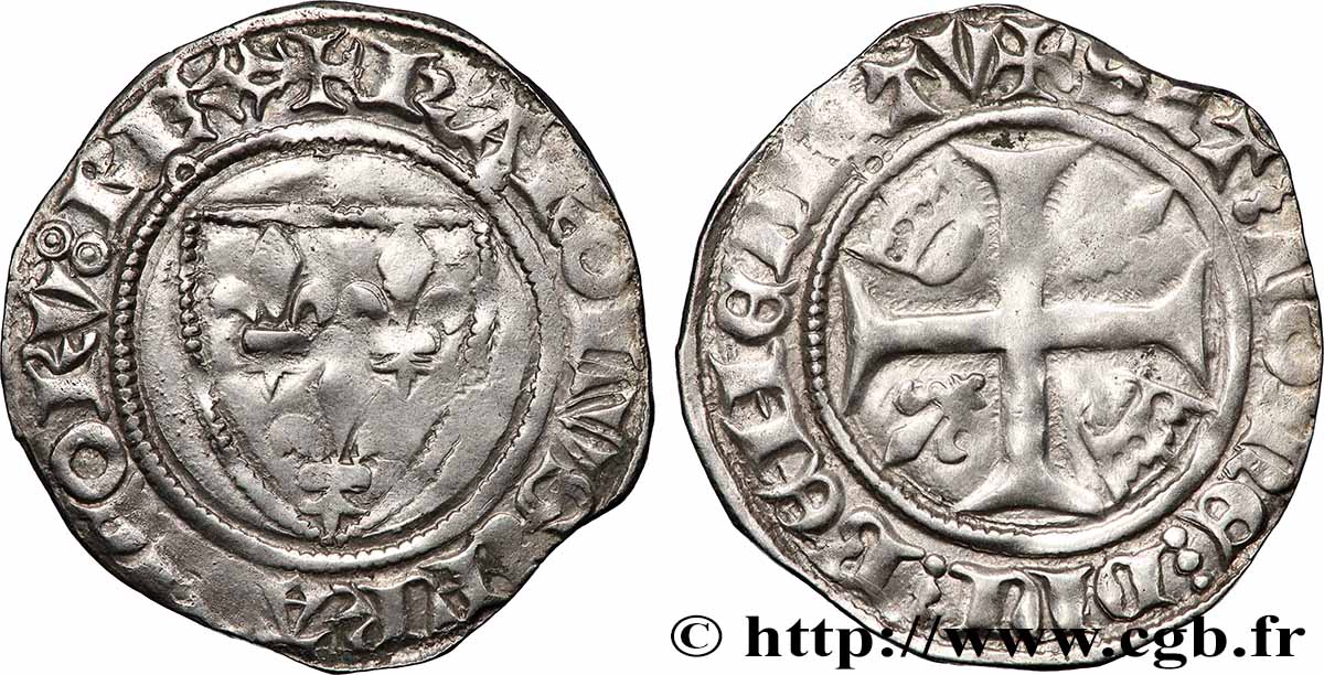 CHARLES VI LE FOU OU LE BIEN AIMÉ Blanc dit &nbsp;guénar&nbsp; n.d. Saint-Quentin TB+