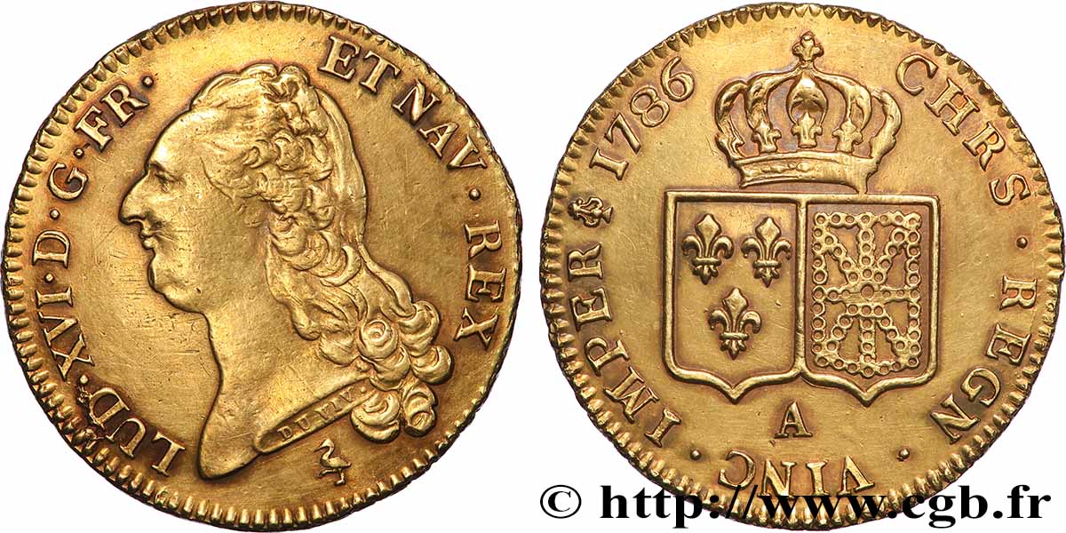 LOUIS XVI Double louis d’or aux écus accolés 1786 Paris BB/q.SPL