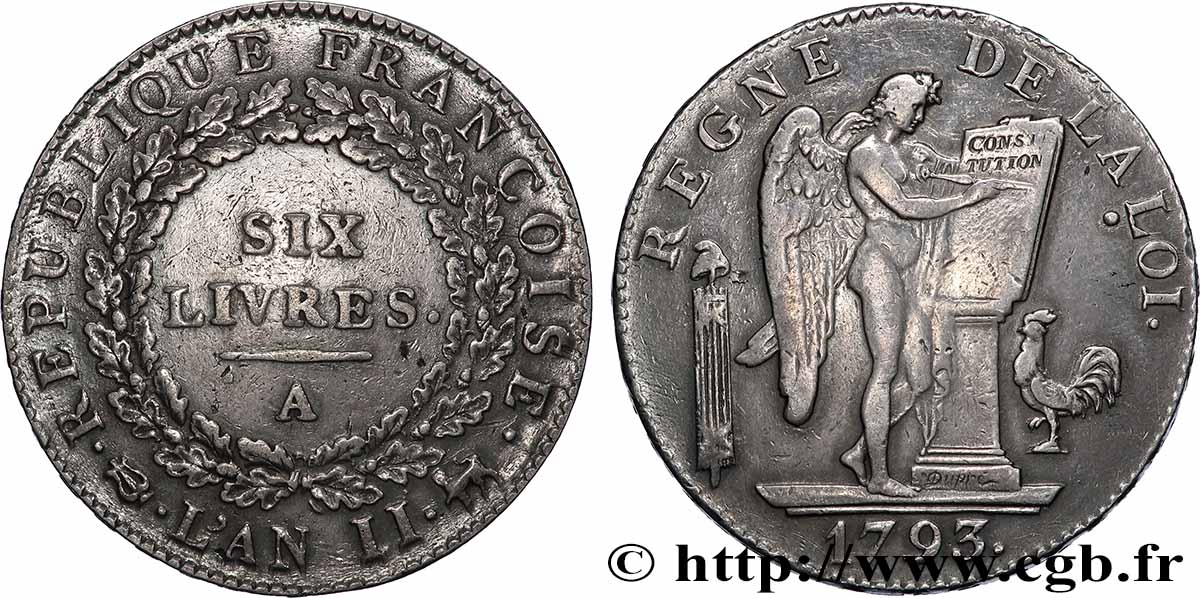 CONVENZIONE NAZIONALE Six livres dit &nbsp;au génie&nbsp; 1793 Paris BB