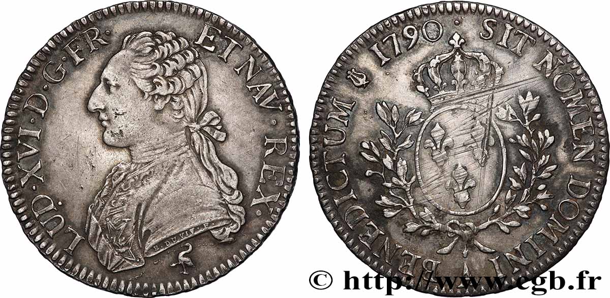 LOUIS XVI Écu aux branches d&nbsp;olivier 1790 Paris fVZ/SS