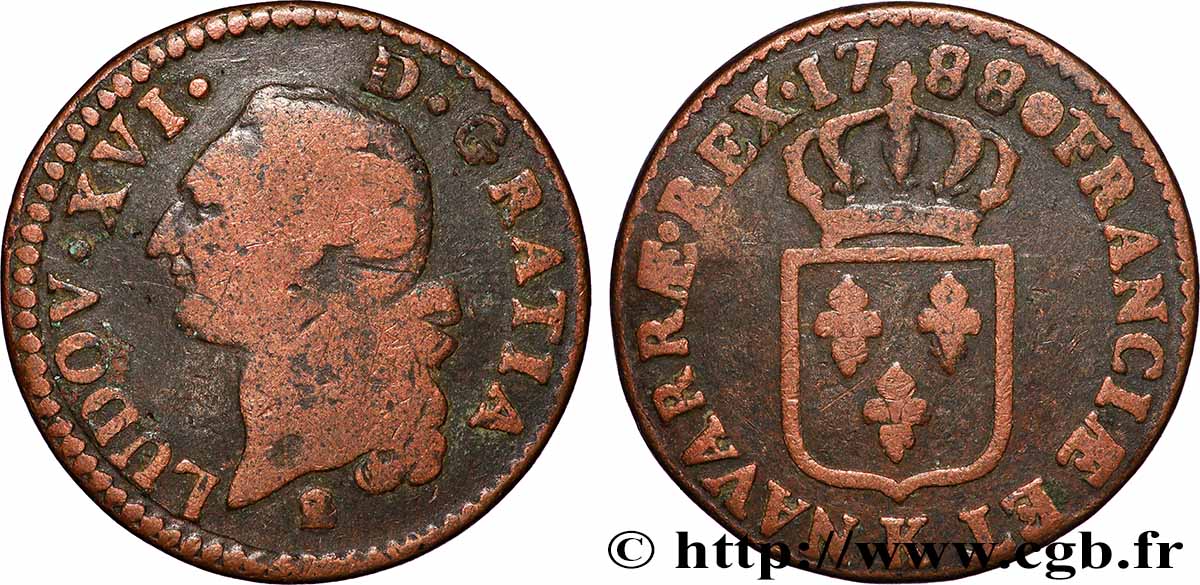 LOUIS XVI Sol dit &nbsp;à l&nbsp;écu&nbsp; 1788 Bordeaux VF