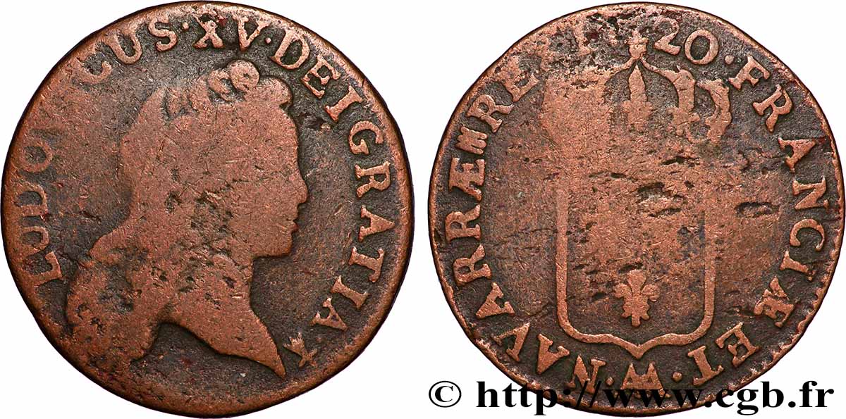 LOUIS XV &nbsp;THE WELL-BELOVED&nbsp; Demi-sol au buste enfantin 1720 Metz VF