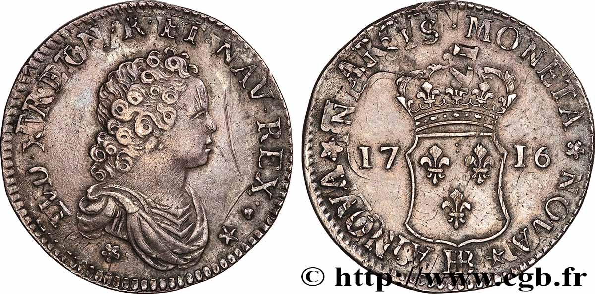 LOUIS XV DIT LE BIEN AIMÉ 40 sols de Strasbourg 1716 Strasbourg TTB+/TTB
