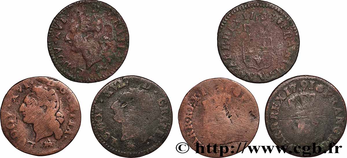 LOUIS XVI Liard à l’écu, lot de 3 ex. n.d. Ateliers divers lot