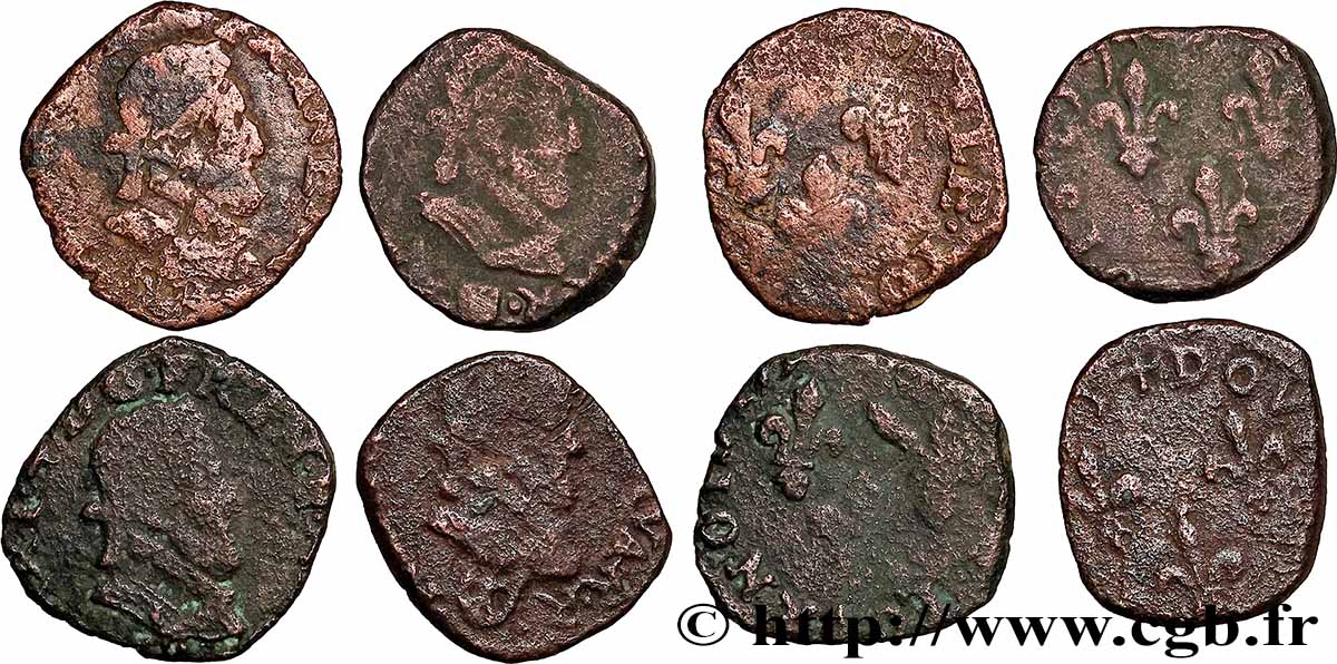 HENRY IV Double tournois, type de Saint-Palais pour la Navarre, lot de 4 ex. s.m. Saint-Palais lot
