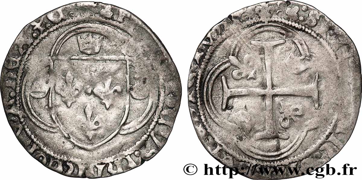 CHARLES VII &nbsp;THE WELL SERVED&nbsp; Blanc à la couronne n.d. Lyon VF