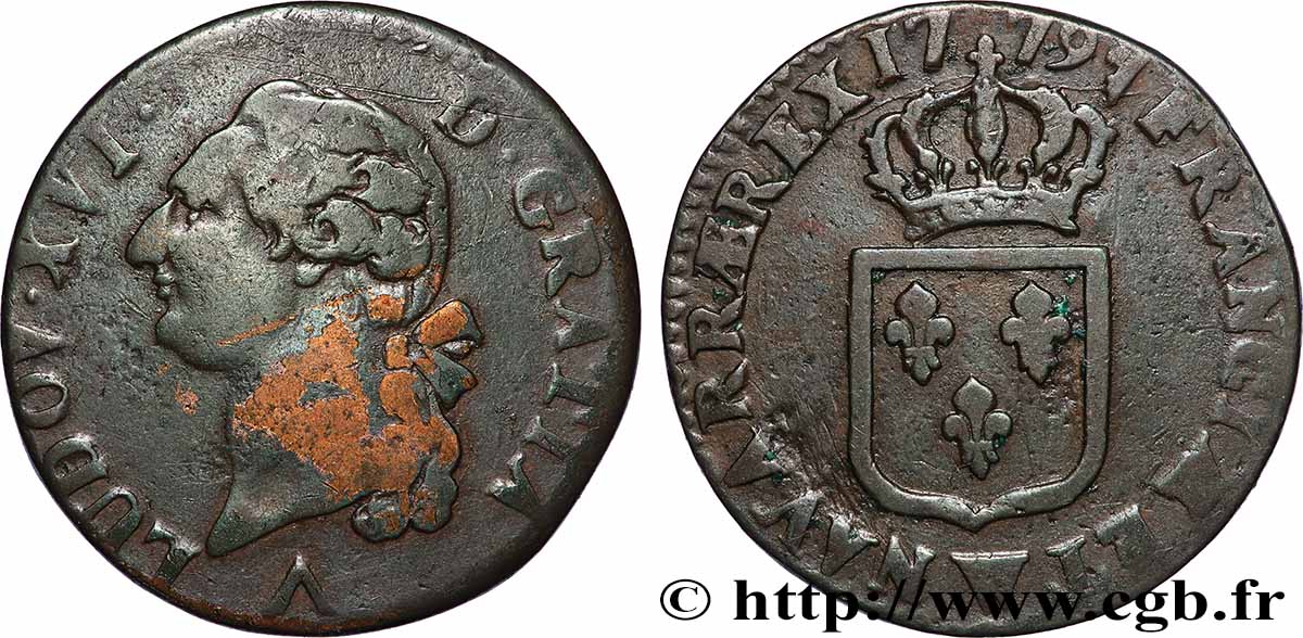 LOUIS XVI Sol dit &nbsp;à l&nbsp;écu&nbsp; 1779 Lille fSS