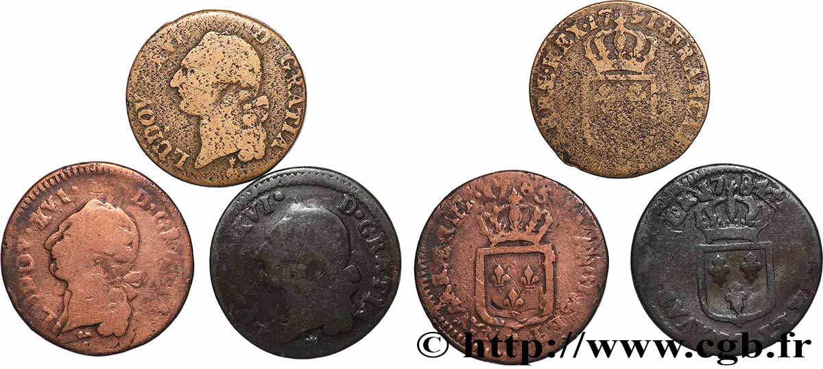 LOUIS XVI Sol dit &nbsp;à l&nbsp;écu&nbsp;, lot de 3 ex. n.d. Ateliers divers lot