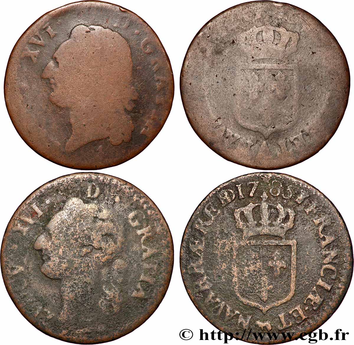 LOUIS XVI Demi-sol dit &nbsp;à l&nbsp;écu&nbsp;, lot de 2 ex. n.d. Ateliers divers lot