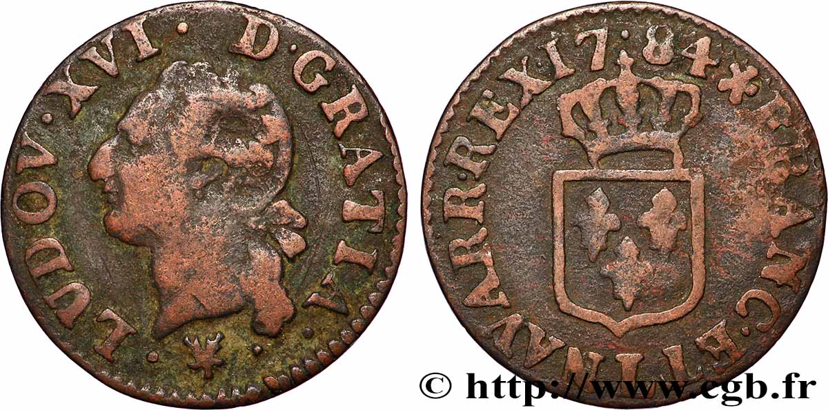 LOUIS XVI Liard dit &nbsp;à l&nbsp;écu&nbsp; 1784 Bayonne fSS