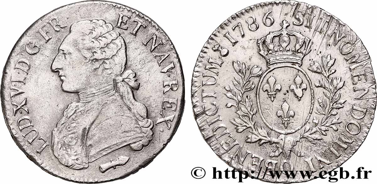 LOUIS XVI Écu aux branches d&nbsp;olivier 1786 Perpignan SS/fVZ
