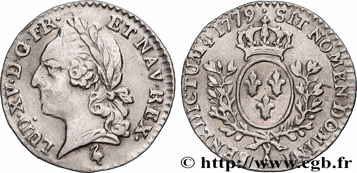 LOUIS XVI Vingtième d&nbsp;écu aux branches d&nbsp;olivier, buste lauré 1779 Paris AU/AU