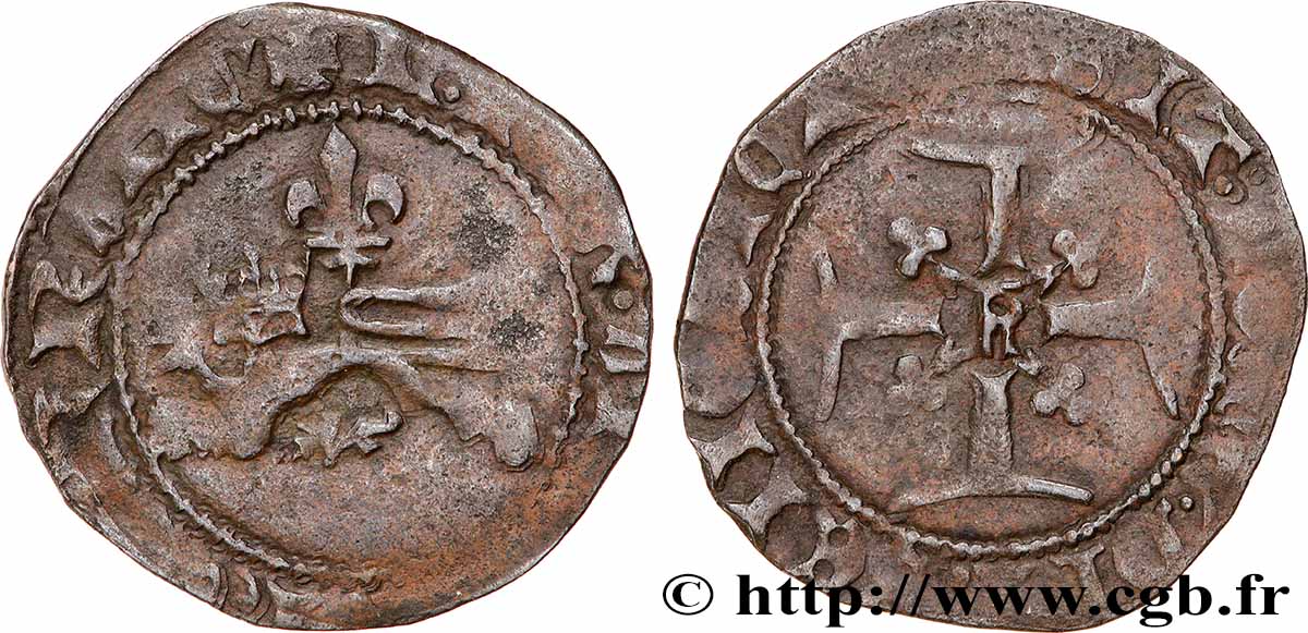 HENRY V DE LANCASTRE Double tournois ou niquet dit &nbsp;Léopard&nbsp; s.m. Rouen TB+