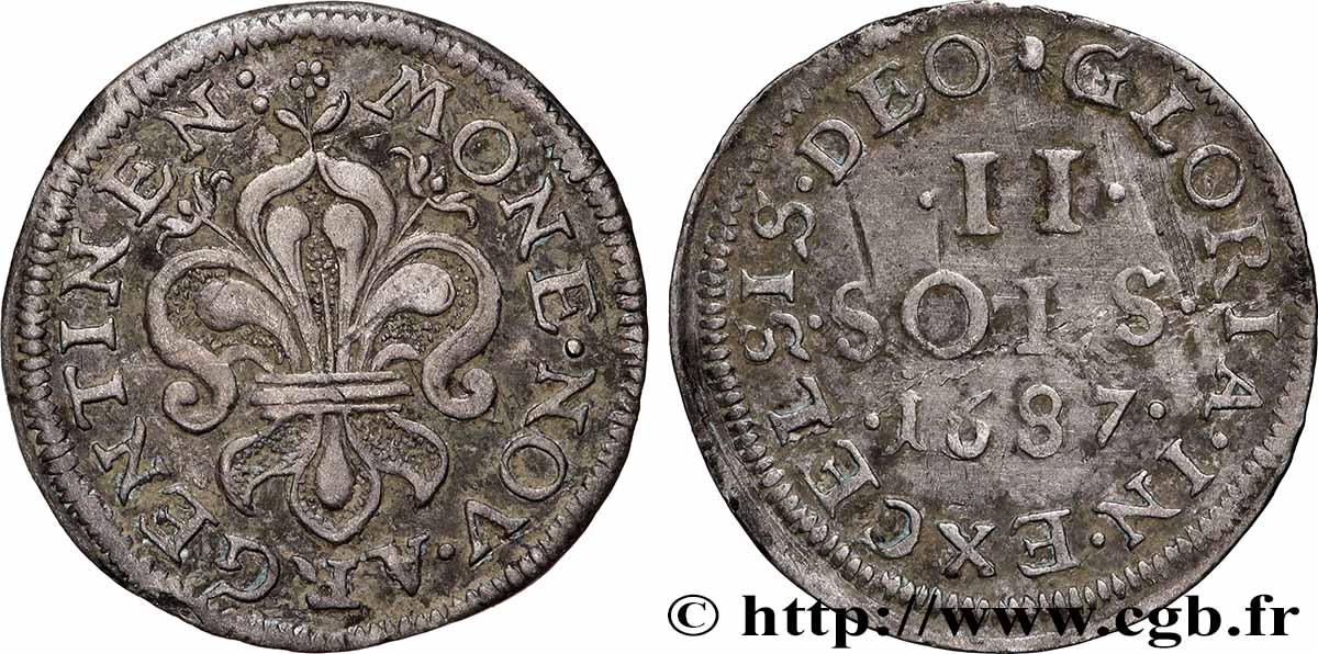 LOUIS XIV &nbsp;THE SUN KING&nbsp; II sols 1687 Strasbourg fVZ/SS