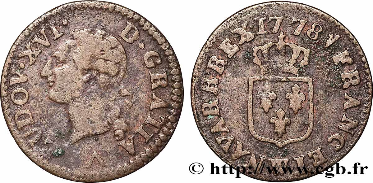 LOUIS XVI Liard dit &nbsp;à l&nbsp;écu&nbsp; 1778 Lille fSS