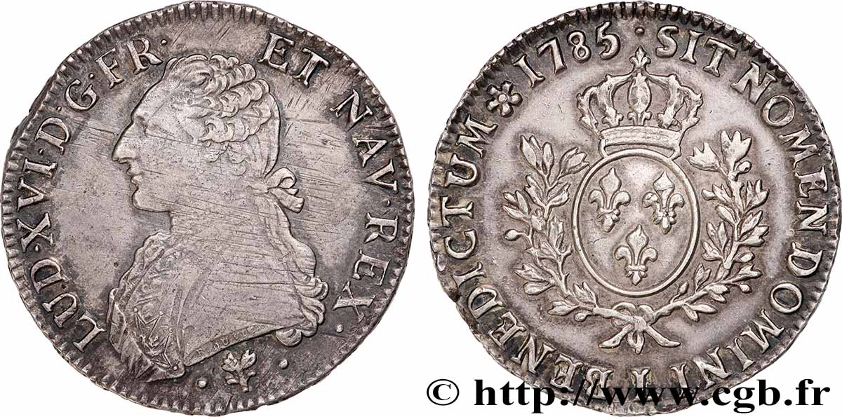 LOUIS XVI Écu aux branches d&nbsp;olivier 1785 Bayonne TTB+/SUP
