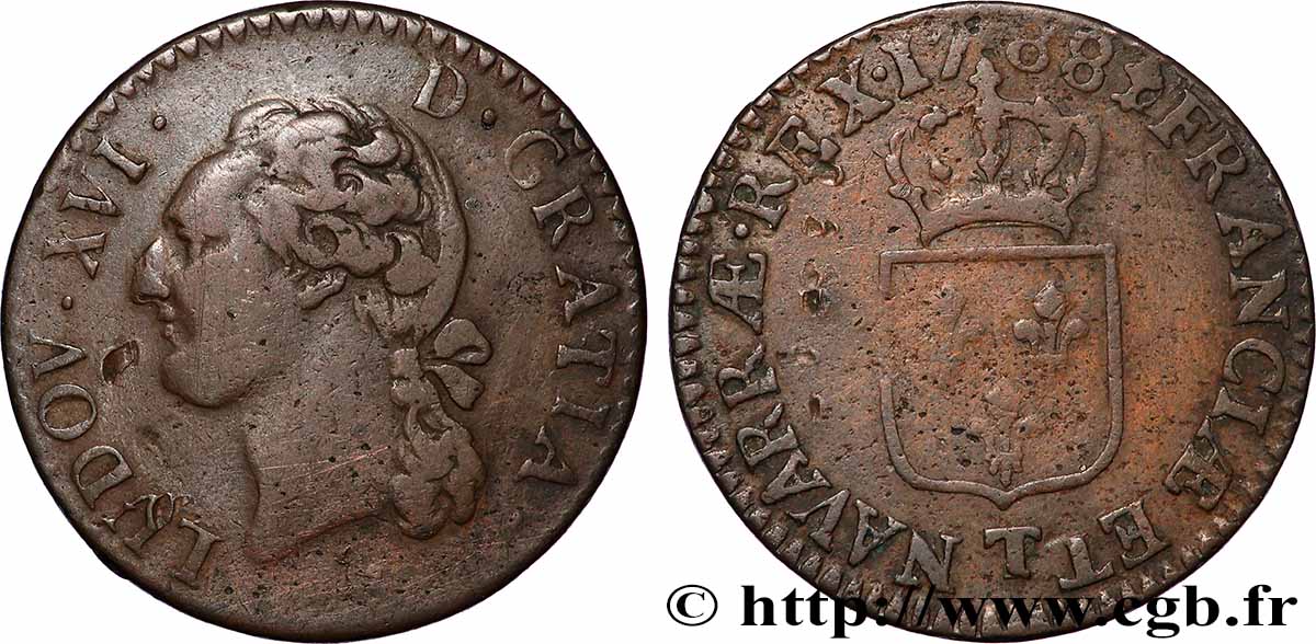 LOUIS XVI Demi-sol dit &nbsp;à l&nbsp;écu&nbsp; 1788 Nantes fSS
