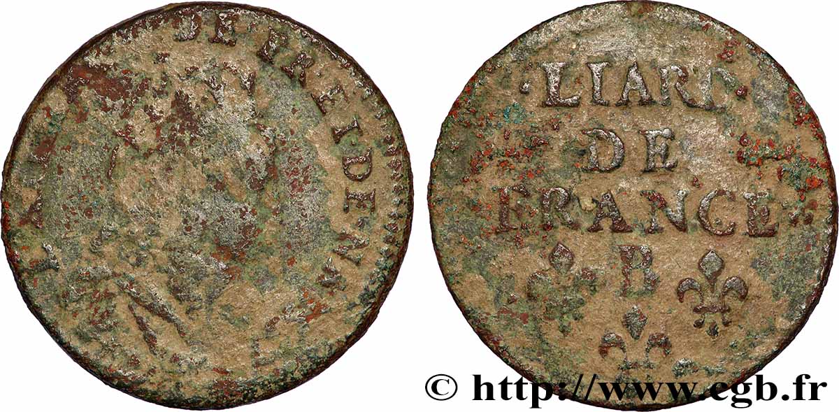 LOUIS XIV &nbsp;THE SUN KING&nbsp; Liard, 2e type 1657 Acquigny S/fSS