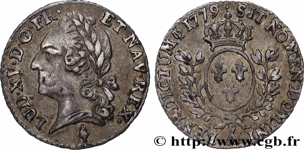 LOUIS XVI Vingtième d&nbsp;écu aux branches d&nbsp;olivier, buste lauré 1779 Paris XF/AU