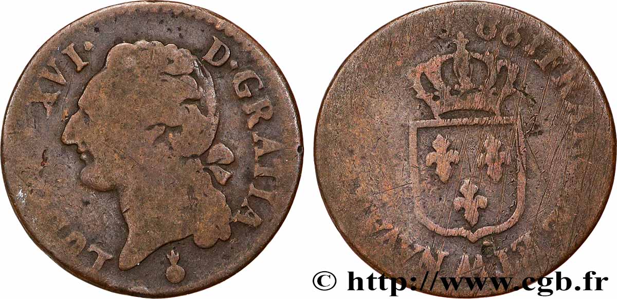 LOUIS XVI Demi-sol dit &nbsp;à l&nbsp;écu&nbsp; 1786 Metz SGE