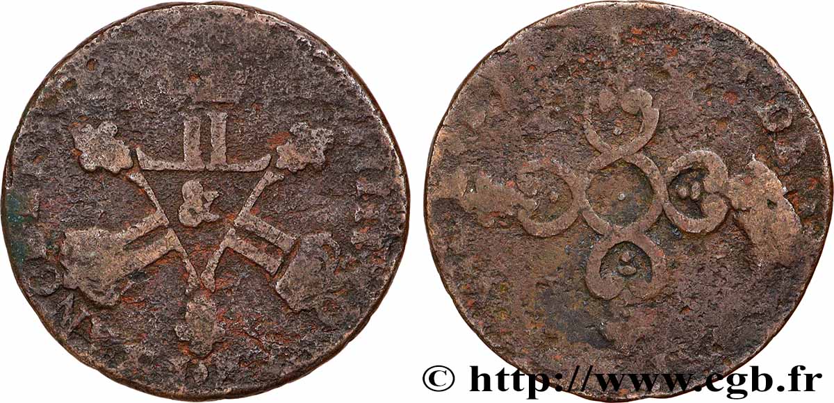 LOUIS XIV &nbsp;THE SUN KING&nbsp; Pièce de six deniers s.m. Aix-en-Provence VG