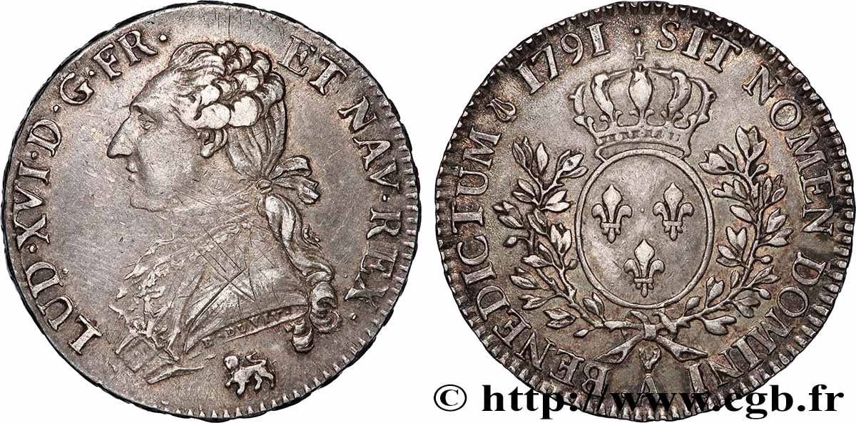 LOUIS XVI Demi-écu aux branches d&nbsp;olivier 1791 Paris AU/AU