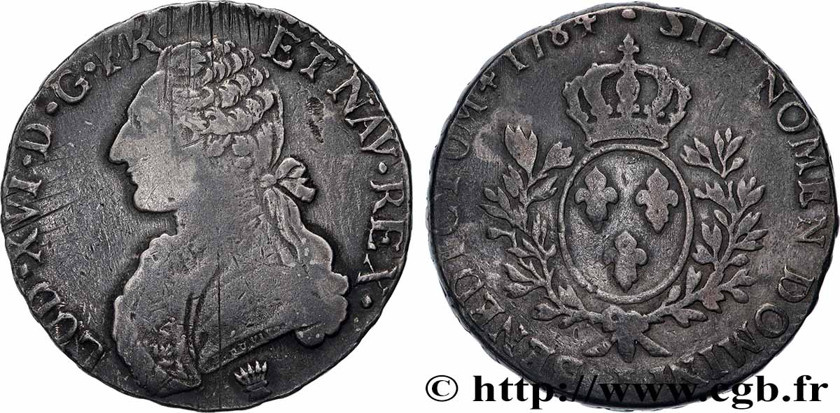 LOUIS XVI Écu aux branches d&nbsp;olivier 1784 Limoges MB