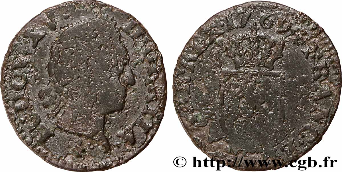 LOUIS XV &nbsp;THE WELL-BELOVED&nbsp; Liard dit &nbsp;à la vieille tête&nbsp; 1769 Paris VG