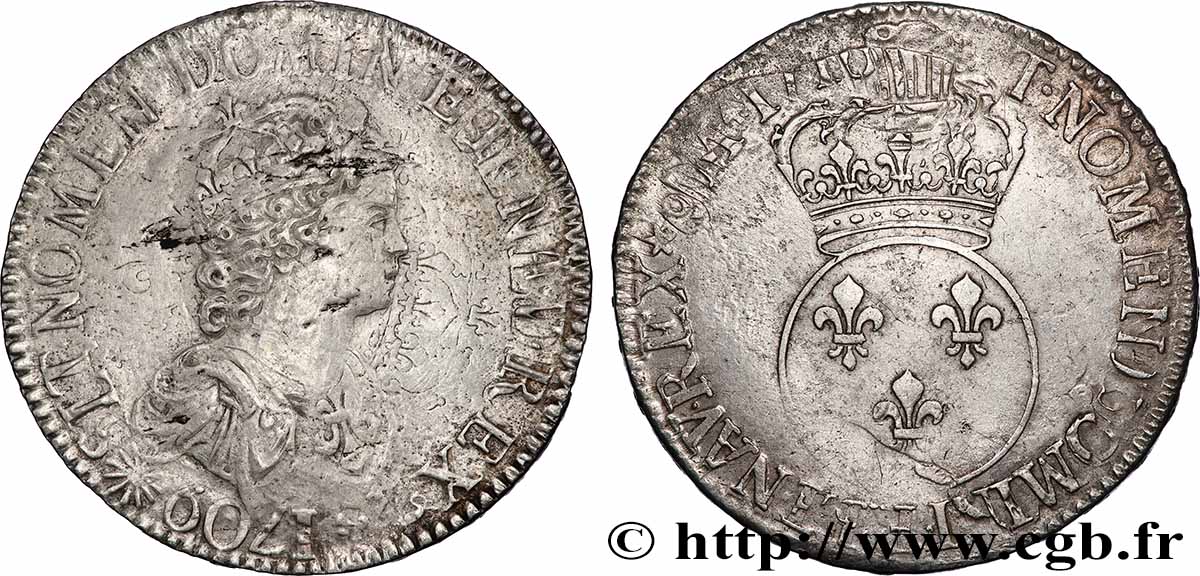 LOUIS XV &nbsp;THE WELL-BELOVED&nbsp; Écu dit &nbsp;vertugadin&nbsp; 1716 Rouen XF