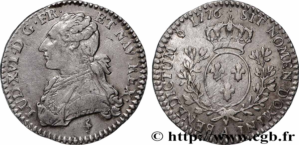 LOUIS XVI Dixième d&nbsp;écu aux branches d&nbsp;olivier 1776 Paris VF/AU