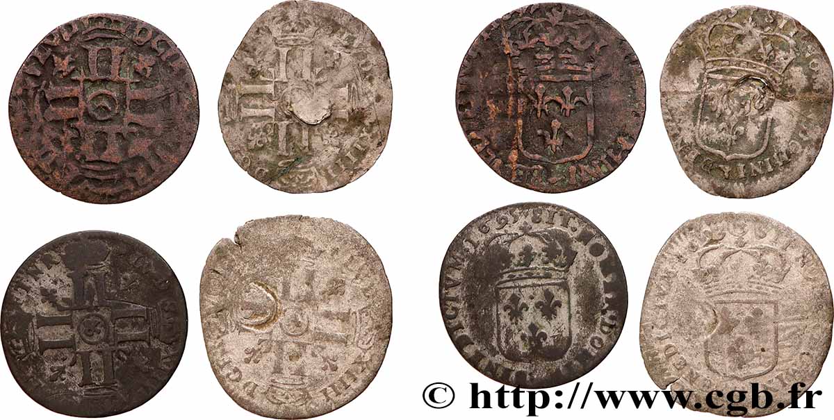 LOUIS XIV &nbsp;THE SUN KING&nbsp; Quinzain aux huit L, lot de 4 ex. n.d.  lot