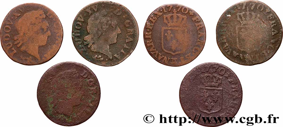 LOUIS XV &nbsp;THE WELL-BELOVED&nbsp; Liard dit “à la vieille tête”, lot de 3 ex. n.d. Ateliers divers lotto