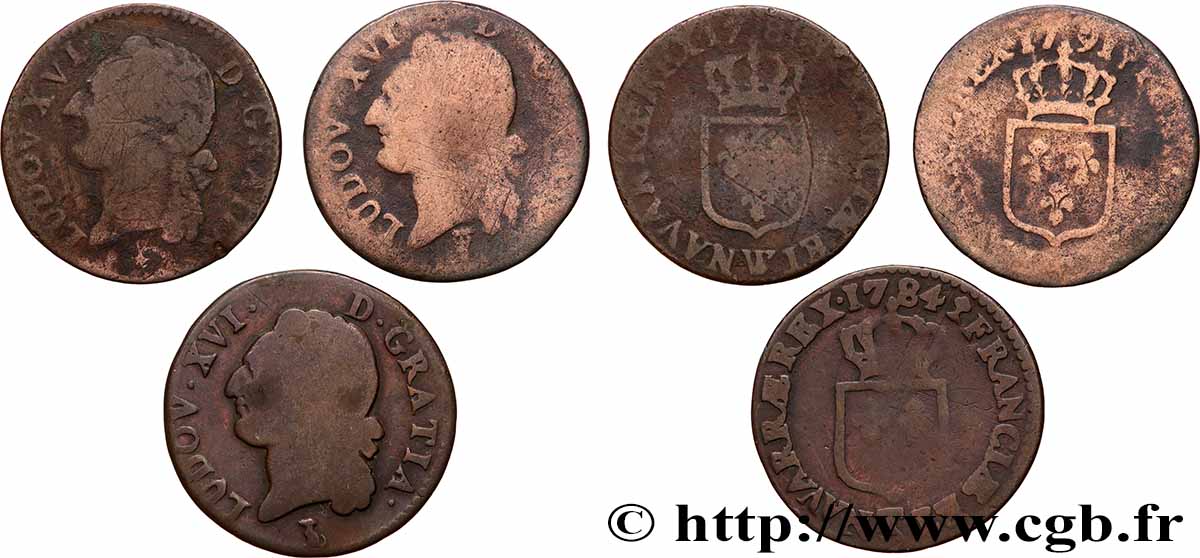 LOUIS XVI Demi-sol dit &nbsp;à l&nbsp;écu&nbsp;, lot de 3 ex. n.d. Ateliers divers lot