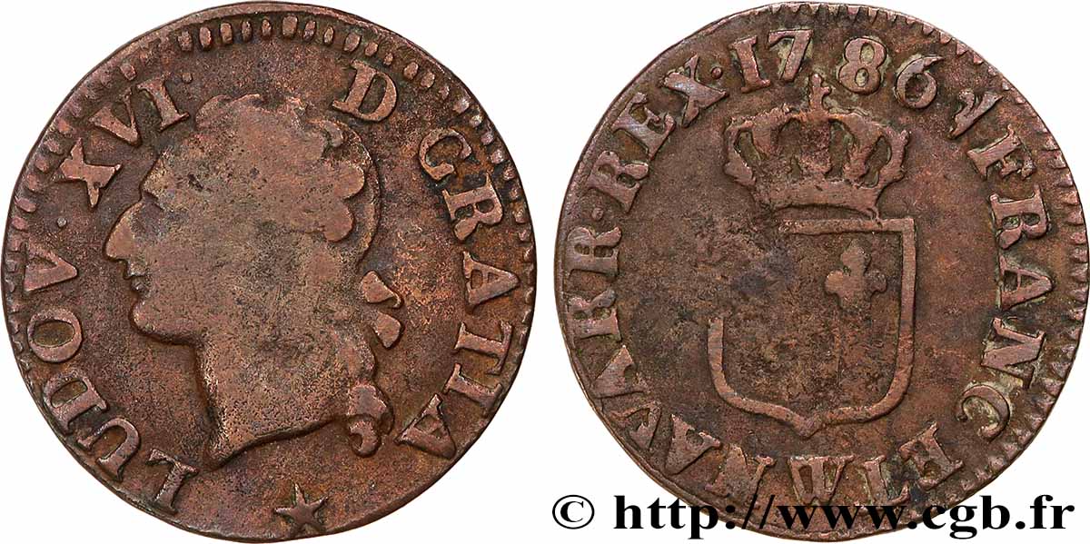 LOUIS XVI Liard dit &nbsp;à l&nbsp;écu&nbsp; 1786 Lille VF
