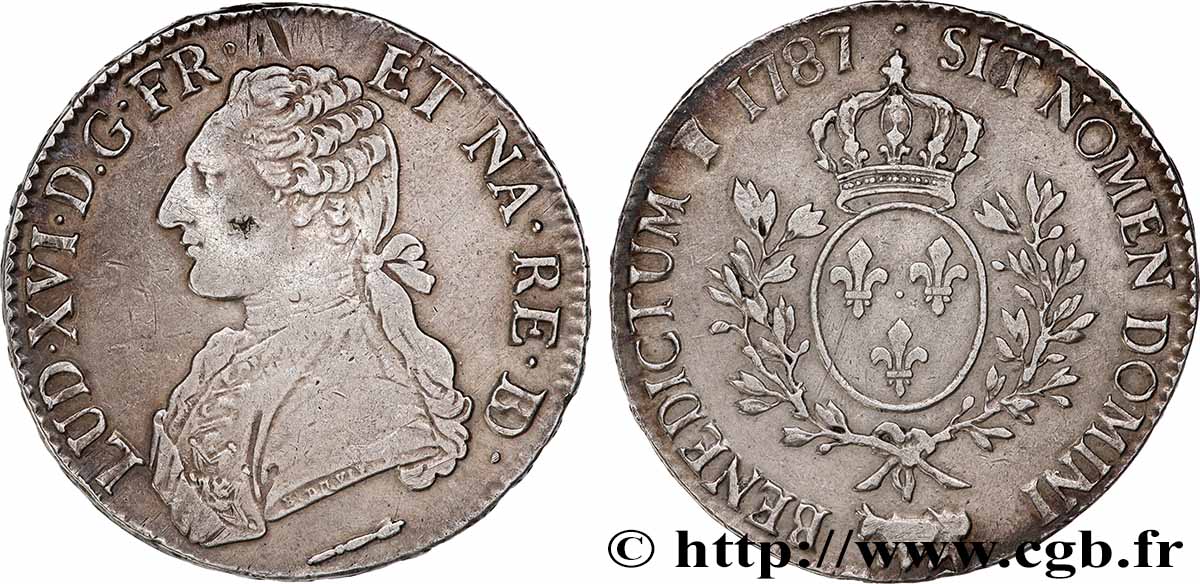 LOUIS XVI Écu aux branches d&nbsp;olivier 1787 Pau TTB/TTB+