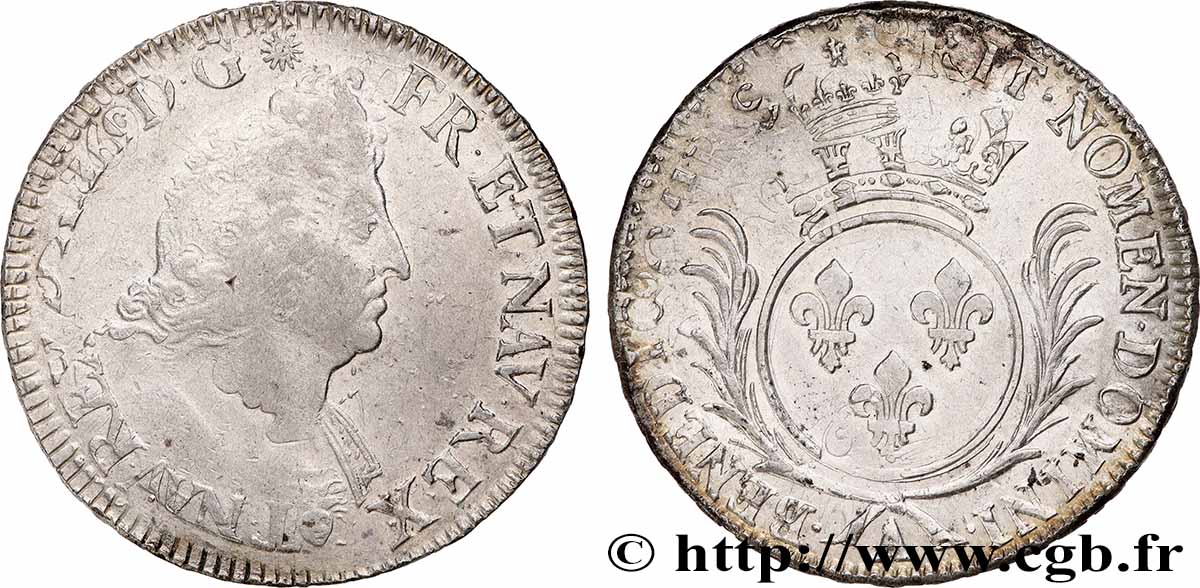 LOUIS XIV LE GRAND OU LE ROI SOLEIL Écu aux palmes s.m. Paris TTB/TTB+