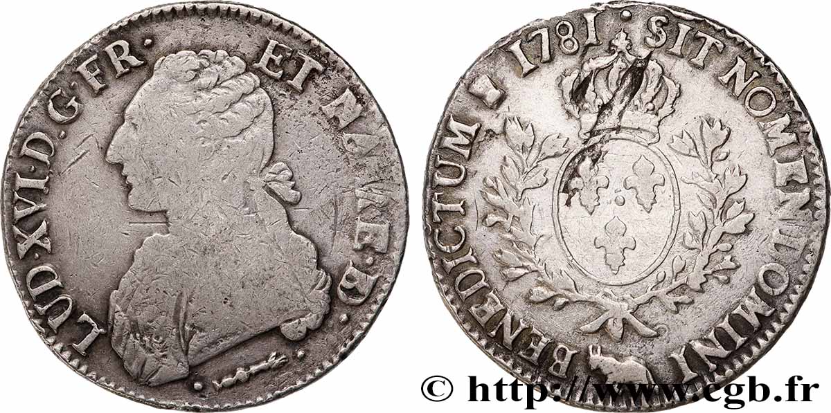LOUIS XVI Écu aux branches d&nbsp;olivier 1781 Pau VF