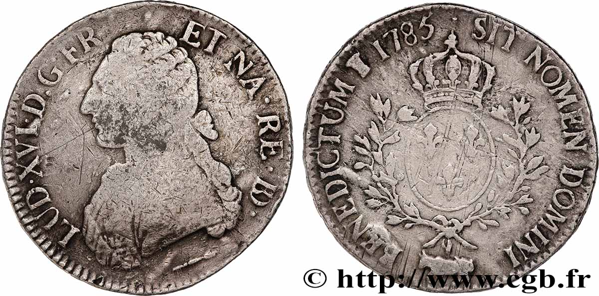 LOUIS XVI Écu aux branches d&nbsp;olivier 1785 Pau VF