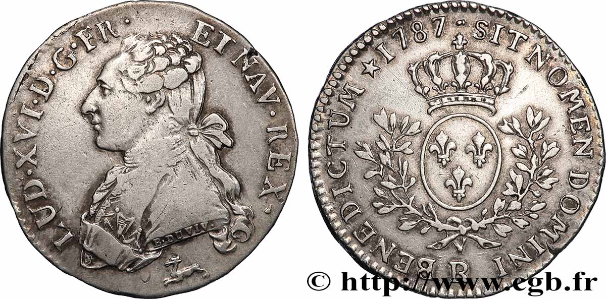 LOUIS XVI Cinquième d&nbsp;écu aux branches d&nbsp;olivier 1787 Orléans VF/AU