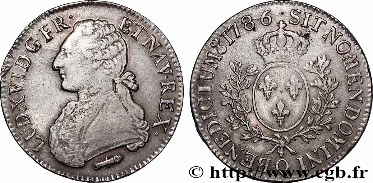 LOUIS XVI Écu aux branches d&nbsp;olivier 1786 Perpignan BB/SPL