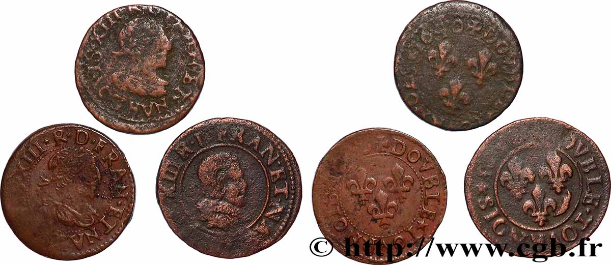 LOUIS XIII  Double tournois, lot de 3 ex. s.m. Atelier indéterminé lotto