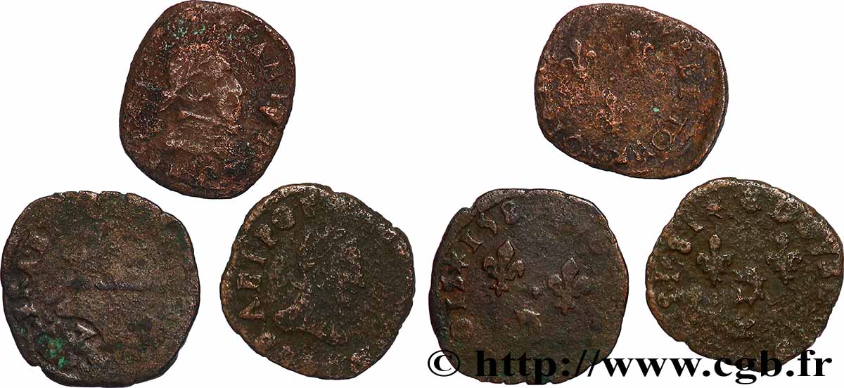 HENRY III Double tournois, lot de 3 ex. n.d. Ateliers divers lotto