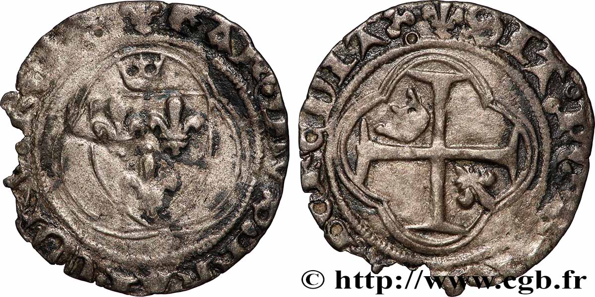 CHARLES VII LE BIEN SERVI / THE WELL-SERVED Petit blanc à la couronne 26/05/1447 Lyon VF