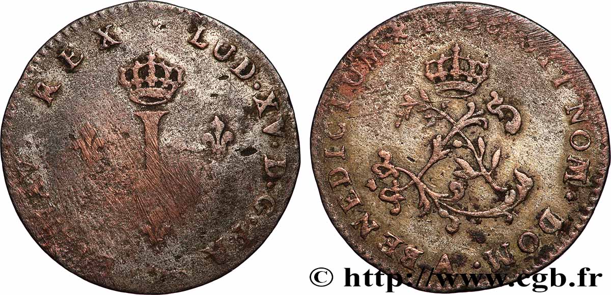LOUIS XV THE BELOVED Double sol de billon s.m. Paris F/VF