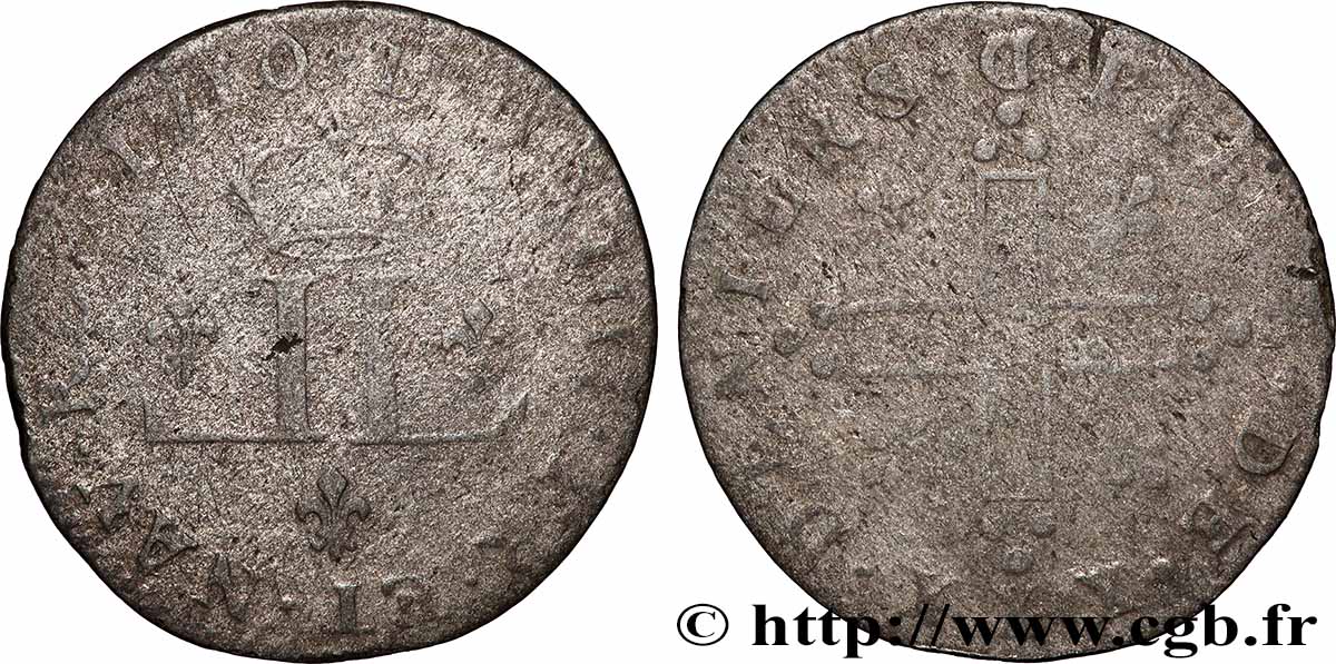 LOUIS XIV &nbsp;THE SUN KING&nbsp; XXX deniers aux 2 L couronnées 1710 Lyon MB