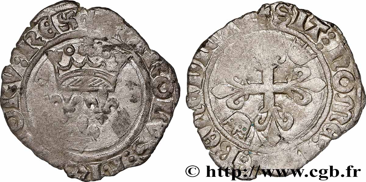 BURGUNDY - COINAGE IN THE NAME OF CHARLES VI &nbsp;THE MAD&nbsp; OR &nbsp;THE BELOVED&nbsp; Gros dit &nbsp;florette&nbsp; s.m. Chalon-sur-Saône VF