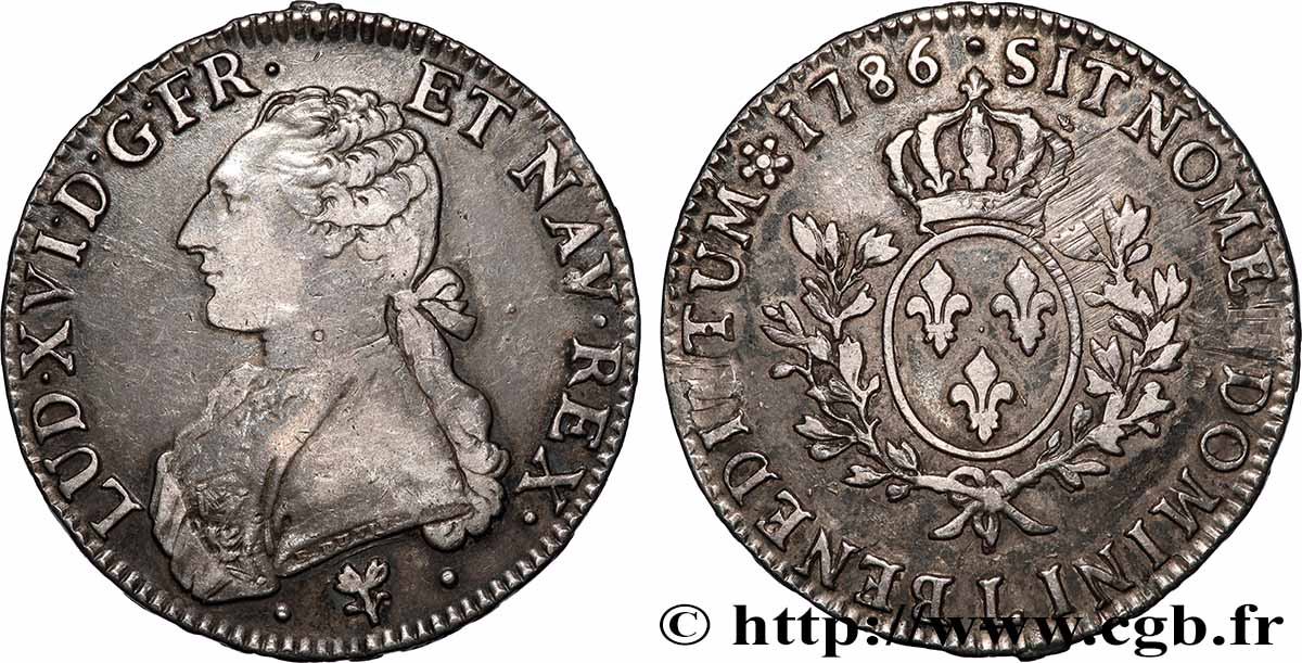 LOUIS XVI Écu aux branches d&nbsp;olivier 1786 Bayonne VF/XF