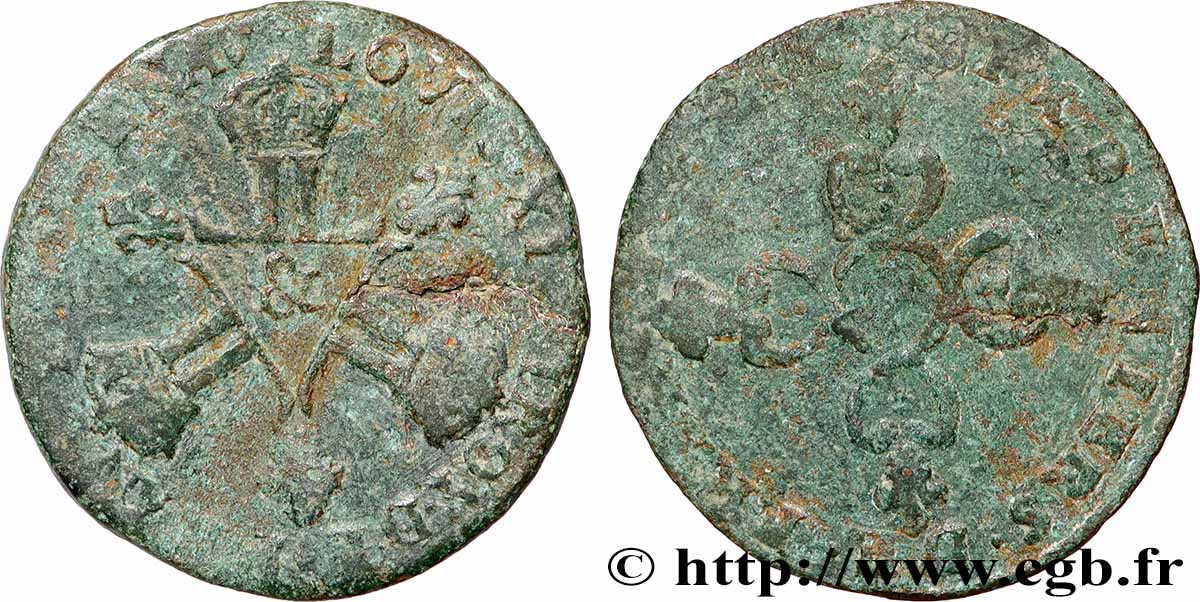 LOUIS XIV &nbsp;THE SUN KING&nbsp; Pièce de six deniers s.m. Aix-en-Provence MB/B