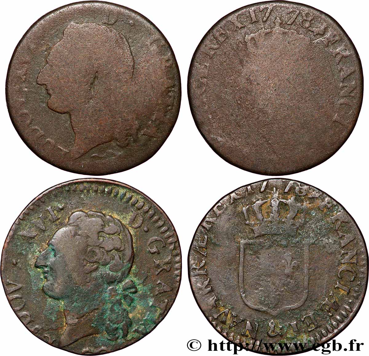 LOUIS XVI Demi-sol dit &nbsp;à l&nbsp;écu&nbsp;, lot de 2 ex. n.d. Ateliers divers lotto